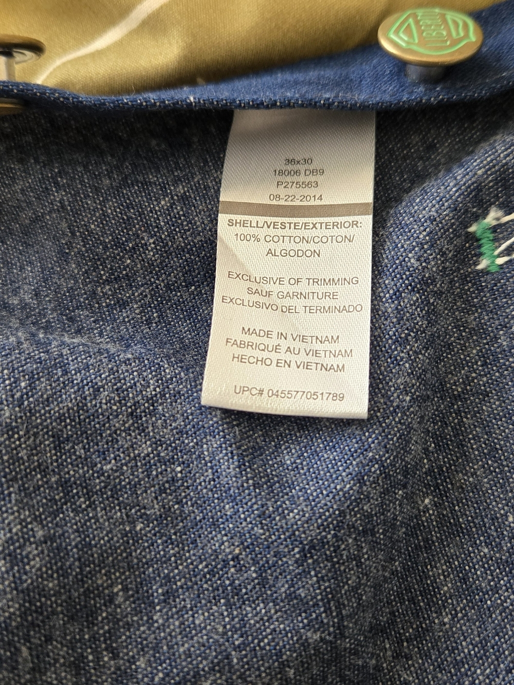liberty Dark Blue Denim Relaxed Men's Overalls with Green Trim NWTAGS, 08/2014 - Picture 13 of 15